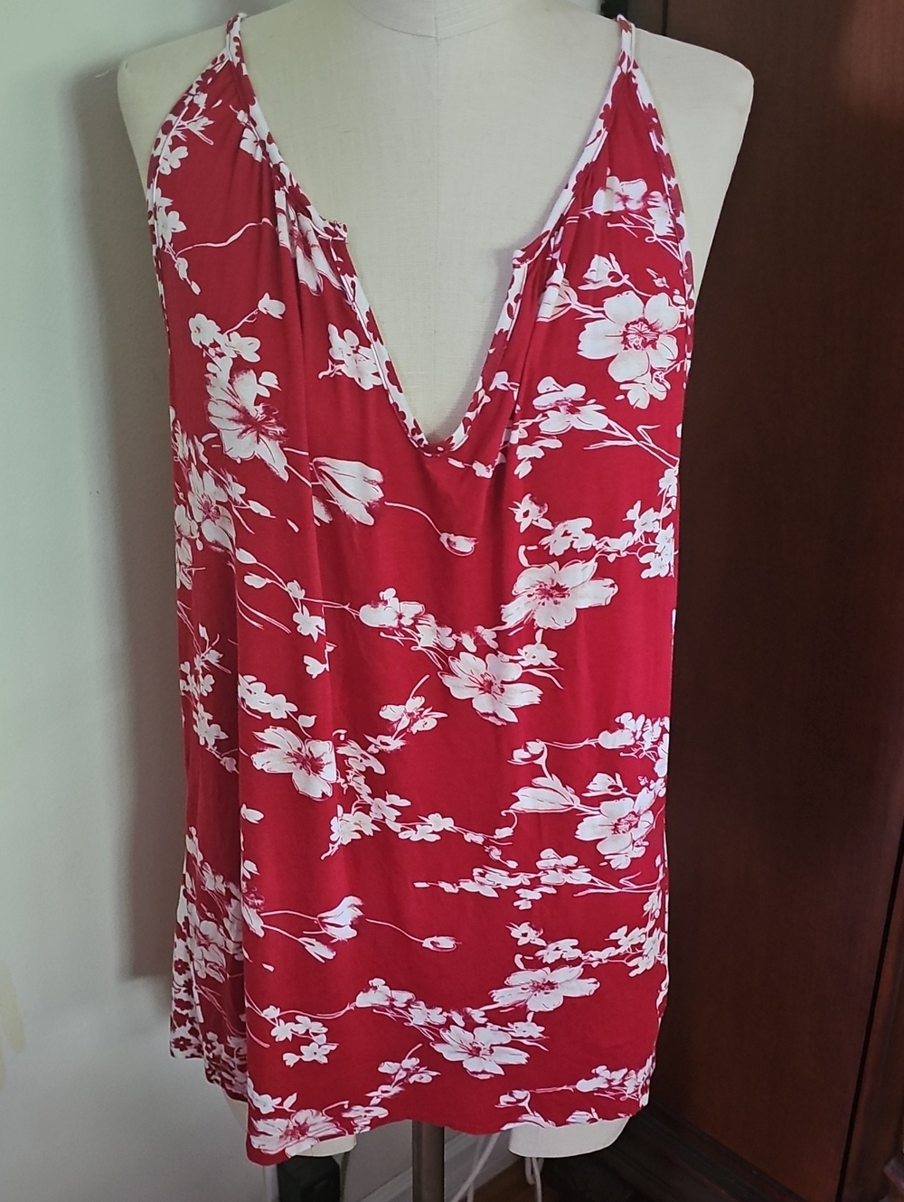 Red Floral V-Neck Cami Top